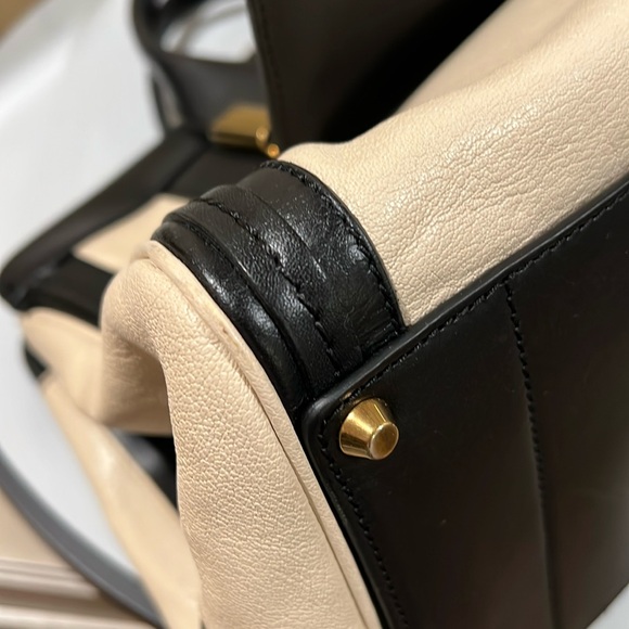 CHLOE Alice Cream and Black Leather Crossbody Satchel 2 Way Bag -Husky White EUC - Picture 7 of 16